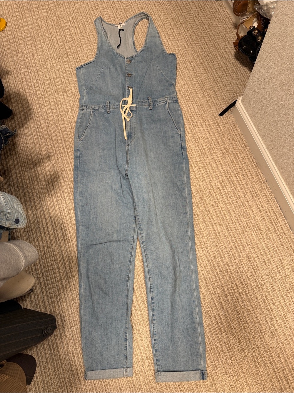 PAIGE Light Blue Denim Utility Jumpsuit